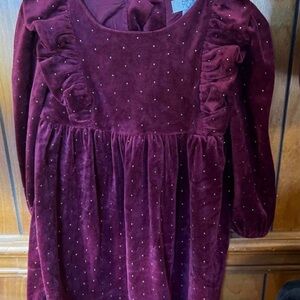 Burgundy Velvet Dress with Ruffle Details